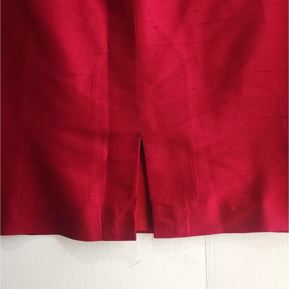 Casual Corner Cocktail Dress sz 4 VINTAGE 90s 100% Silk Wine Red Sleeveless - Picture 7 of 7